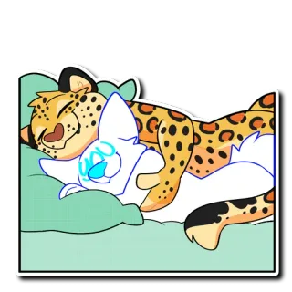 🤗 cfa3c811 cheetah, animal, cat, furry, bed, sleep telegram sticker