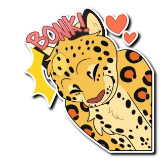💥 e9db62a6 BONK! animal, cute, leopard, cartoon, love telegram sticker
