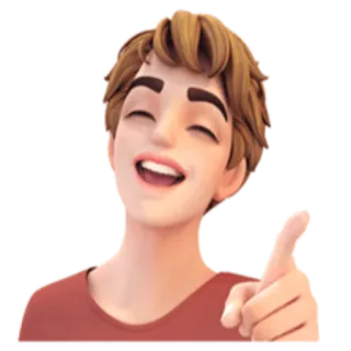 😀 a476c5f4 卡通, 快乐, 指, 人, 角色, 微笑 telegram sticker