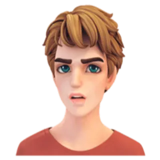 😐 e57c5187 卡通人物, 男性角色, 肖像, 年轻人, 人物贴纸 telegram sticker