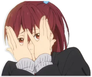 😶 91a50a1c 动漫, 女孩, 偷看, 害羞, 躲藏 whatsapp sticker