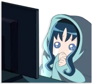 😭 b192bc2b 动漫, 女孩, 电脑, 伤心, 可爱 whatsapp sticker