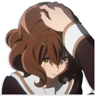 😞 be06f7a7 动漫, 女孩, 哭泣, 悲伤, 摸头, 安慰, 情绪化, 卡通 whatsapp sticker