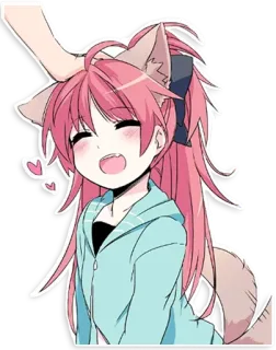 😋 d102196e 动漫, 漫画, 猫娘, 可爱, 卡哇伊, 粉色头发 whatsapp sticker