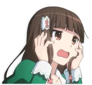 😱 eb49bfe3 动漫, 卡通, 女孩, 震惊, 担心, 可爱 whatsapp sticker