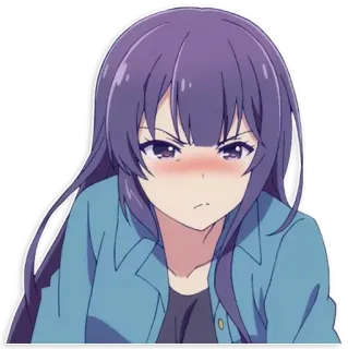 😠 ed16e3c9 动漫, 女孩, 紫色头发, 生气, 沮丧, 卡通, 角色 whatsapp sticker