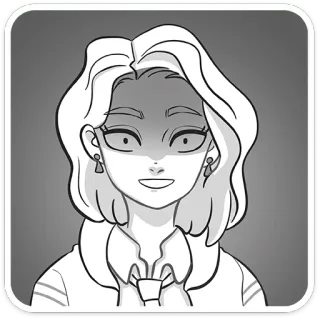 😅 55f10f41 woman, cartoon, portrait, black and white telegram sticker
