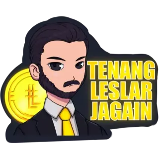 💟 d19963f9 TENANG LESLAR JAGAIN kartun, pria, teks, bahasa Indonesia whatsapp sticker
