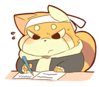 😐 70c8d884 cartoon, dog, writing, pen, paper, cute whatsapp sticker