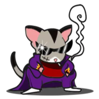 😎 14a7fc76 chat, dessin animé, lunettes de soleil, fumer, chat dessin animé, cigarette telegram sticker