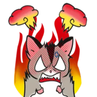 😡 d116cbb0 en colère, hamster, feu, dessin animé, expression, émotion telegram sticker