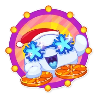 😎 065ae285 การ์ตูน, คริสต์มาส, ซานต้า, เกล็ดหิมะ, สีส้ม, สติกเกอร์, เทศกาล telegram sticker