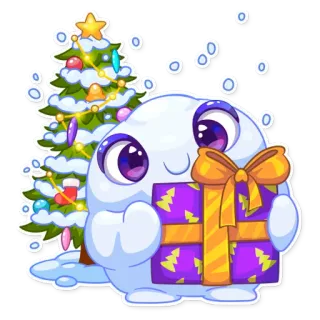 🙂 691438c8 คริสต์มาส, หิมะ, วันหยุด, ของขวัญ, ต้นไม้, ฤดูหนาว telegram sticker