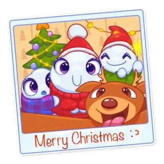 👪 a7d6f4cc Merry Christmas :) คริสต์มาส, วันหยุด, การ์ตูน, รื่นเริง, กวางเรนเดียร์, หิมะ, ตุ๊กตาหิมะ telegram sticker