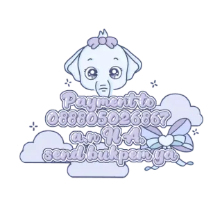 🐘 8428f75a Payment to 088805026867 a.n. N.A. send bukpen ya 支払い, 番号, 象, 可愛い, 漫画, 雲 telegram sticker