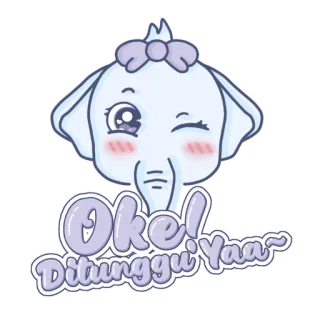 🐘 eefae290 Oke! Ditunggu Yaa~ 象, かわいい, 漫画, 動物, カワイイ, パステル telegram sticker