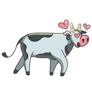 😚 838970bb 牛, 動物, ハート, 愛, 可愛い, ステッカー telegram sticker