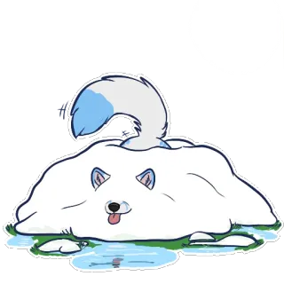 ☀️ 40c06635 chó, chó Samoyed, động vật, dễ thương, tuyết, băng telegram sticker