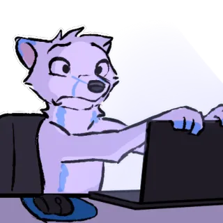 😶 886e9833 động vật, lông lá, máy tính xách tay, lo lắng, máy tính, phim hoạt hình telegram sticker