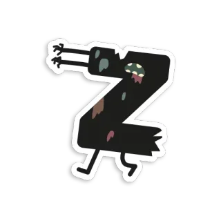 🎃 a57ac8e1 зомби, буква Z, алфавит, монстр, мультфильм whatsapp sticker