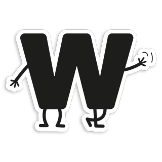 👥 a892248c Буква W, Алфавит, Персонаж, Ходьба, Мультфильм whatsapp sticker
