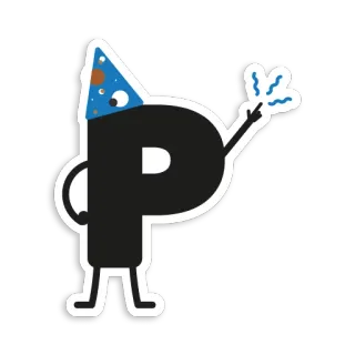 🎉 c70513e6 Буква P, Вечеринка, Персонаж, Алфавит, Праздник whatsapp sticker