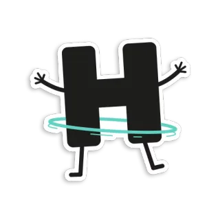 🤹 f9b820b1 Буква H, Хулахуп, Персонаж, Буква, Алфавит whatsapp sticker