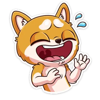 😂 747f1138 Shiba Inu, Pies, Śmiech, Kreskówka, Emotikon, Szczęśliwy, Zabawny telegram sticker