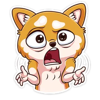 😫 78299843 pies, zwierzę, kreskówka, zszokowany, przestraszony, zmartwiony telegram sticker