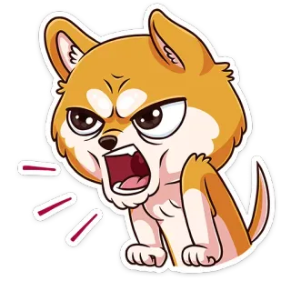 😠 8aa6a5d3 pies, zły, zwierzę domowe, kreskówka, zwierzę, mem, doge, krzyczy telegram sticker