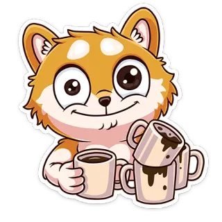 ☕ a4848219 pies, słodki, zwierzę, kawa, kreskówka telegram sticker