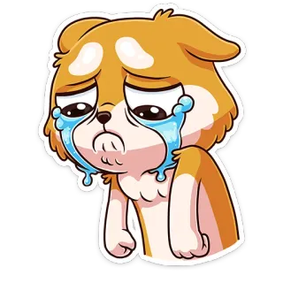 😭 f58a78be pies, smutny, płacz, łzy, szczeniak, emocja, uczucie telegram sticker