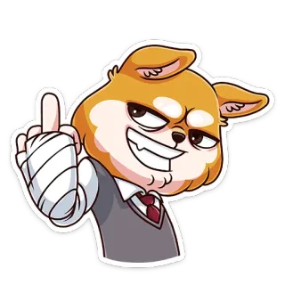 🖕 0cdf8813 犬, 中指, 侮辱的, 漫画, ジェスチャー, 失礼 telegram sticker