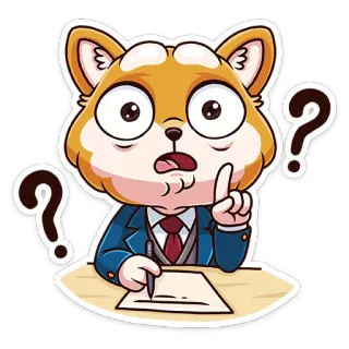 ☝ 4048de2e 漫画, 質問, 動物, 考え, 驚き telegram sticker