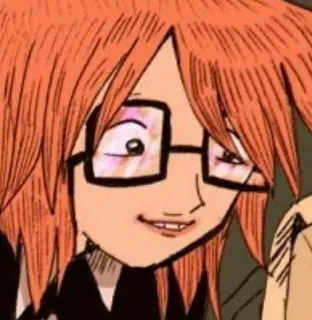 🌟 0bde86fd 人, メガネ, ポートレート, 女性, 漫画, オレンジ色の髪 telegram sticker