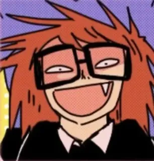 🌟 69ba7d28 漫画, イラスト, メガネ, 笑顔, 楽しい, コミック telegram sticker