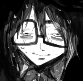 🌟 b4271e1d アート, スケッチ, ポートレート, 眼鏡, モノクロ, ドローイング telegram sticker