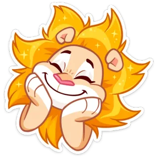 ☺️ 2de1fe99 león, dibujos animados, animal, feliz, lindo, pegatina telegram sticker