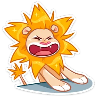 😡 7d1f1630 león, dibujo animado, animal, rugido, lindo, divertido, pegatina telegram sticker
