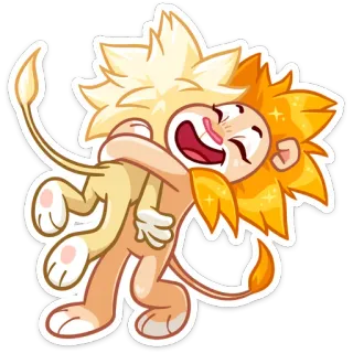 🤗 96811cdf leones, abrazos, amistad, dibujos animados, animales, lindo telegram sticker