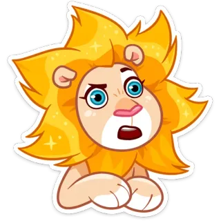 🤨 e3640d05 león, dibujos animados, animal, pegatina, lindo, peludo telegram sticker