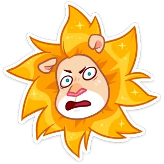 🤔 f9111848 león, animal, dibujos animados, pegatina, amarillo, melena, cara telegram sticker