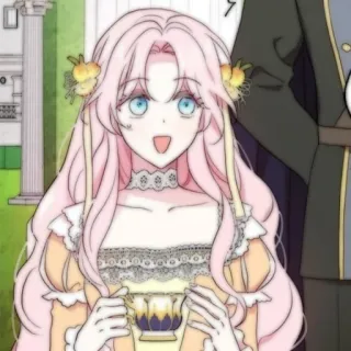 🍭 160d42f5 Anime, Mädchen, pinke Haare, Tee, Manga, süß telegram sticker