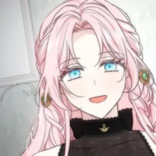 🍭 34890470 Frau, pinke Haare, blaue Augen, Anime, Manga, Porträt telegram sticker