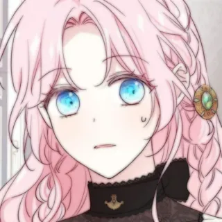 🍭 5ac6a7b3 Anime Mädchen, pinke Haare, blaue Augen, Cartoon, Manga, Illustration telegram sticker
