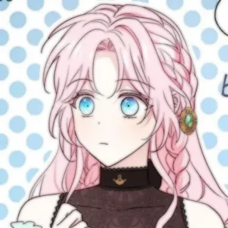 🍭 6b8b213a Anime Mädchen, pinke Haare, blaue Augen, Cartoon, Illustration, Charakter telegram sticker