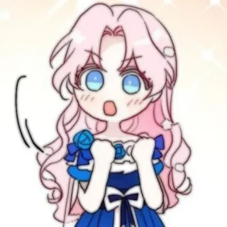 🍭 92c5571c Cartoon, Anime, Pinke Haare, Blaues Kleid, Süß, Mädchen telegram sticker