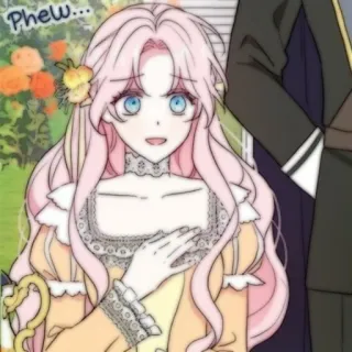 🍭 b1cad14e Phew... Anime, Cartoon, Frau, Pinke Haare, Relief telegram sticker