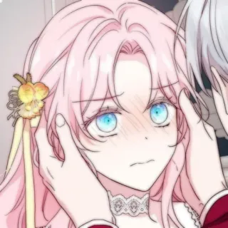 🍭 c1ed1380 Anime, Cartoon, Manga, Pinke Haare, Blaue Augen, Paar, Romantik telegram sticker