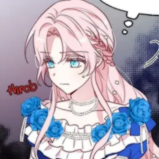 🍭 c5382657 throb Anime, Mädchen, rosa Haare, blaue Augen, Manga, Charakter, Rose, Kleid telegram sticker